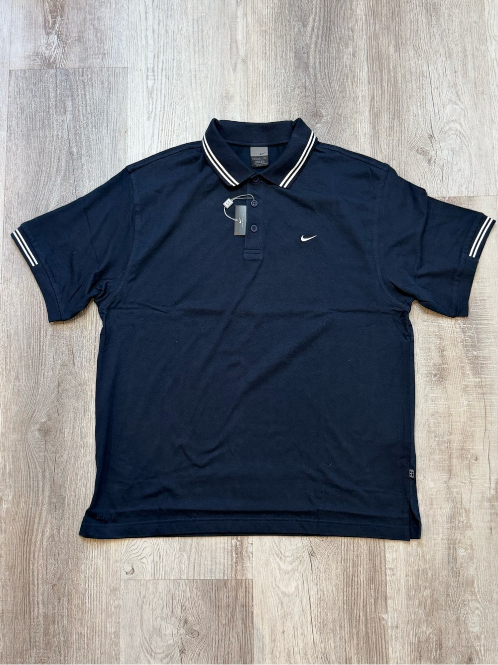 Vintage Nike Golf Polo Shirt Y2K Fall 2002 Navy Blue White Tipping Men’s L NWT